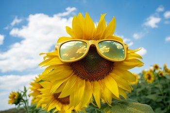 Foto von Wan J. Kim auf Unsplash Sonnenblume mit Sonnenbrille - Foto von Wan J. Kim